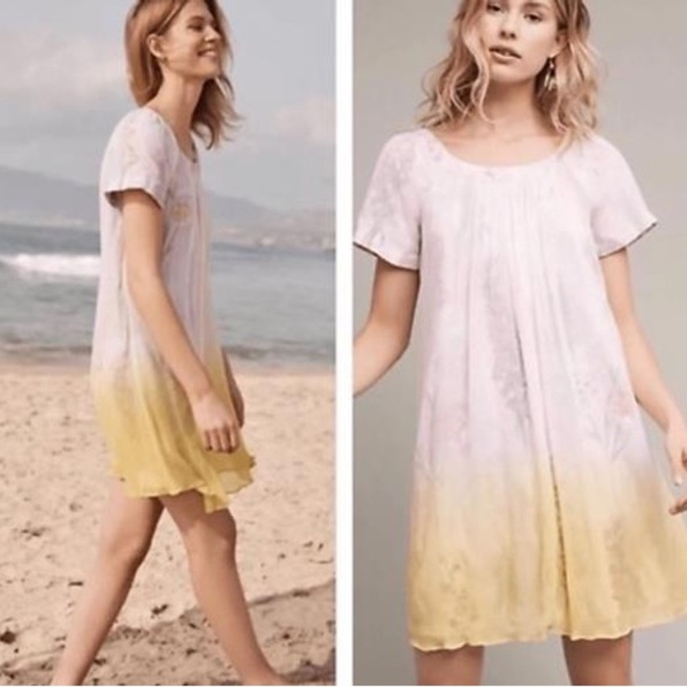 Anthropologie HD in Paris Dipped Chroma Gauze Overlay Dress sz 2 or US Small